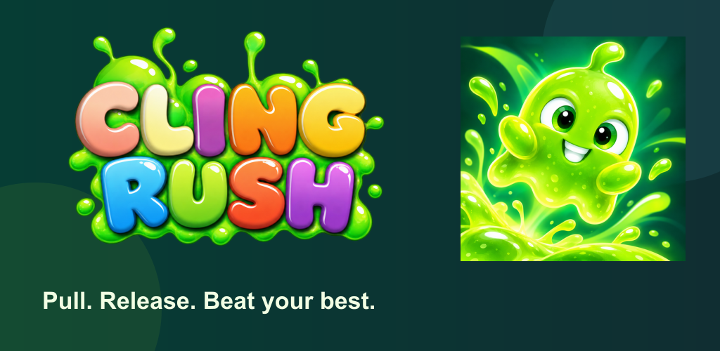 Cling Rush: a colorful green climber. Pull, release and beat your best.